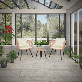 Patio Furniture Set Manufacturer - Modern 3pc Wicker PE Material Steel Frame for Outdoor Conversation for Apartment Home Office