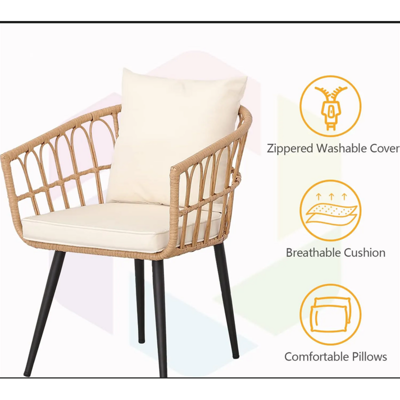 Patio Furniture Set Manufacturer - Modern 3pc Wicker Durable Iron Steel Frame PE for Outdoor Leisure Hotels Parks Courtyards