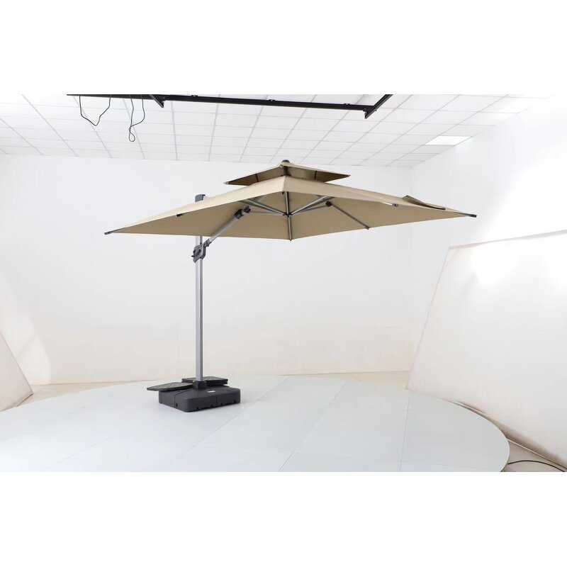 Sunshade Umbrella Manufacturer - Adjustable 3.5*3.5m Outdoor Double Roof Luxury Hotel Style Powder Coated Frame Modern Cantilever