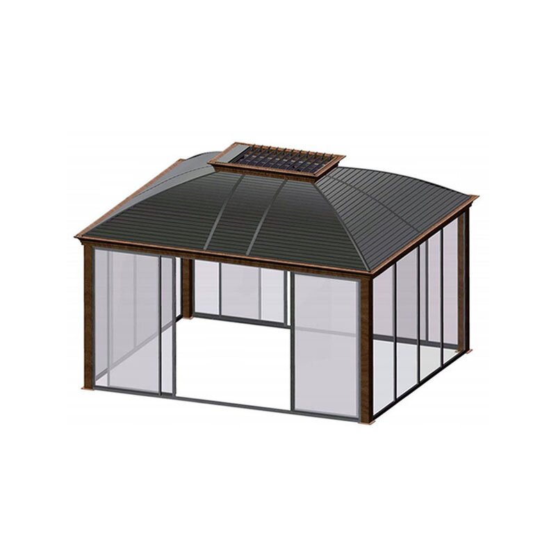 Pergola Manufacturer - Outdoor Luxury Large Aluminum Waterproof Gazebo Powder Coated Double Roof Pressure Treated Wood