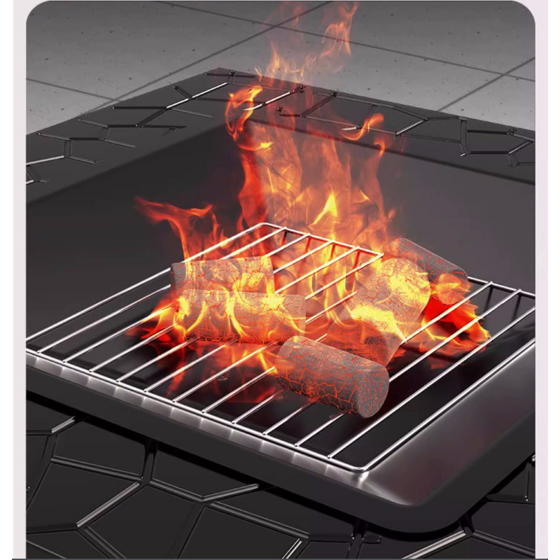 Charcoal Grill Manufacturer - Steel Powder Coated Full Set Outdoor Patio with Fireplace Tea Cooker Barbecue Table and Trolley