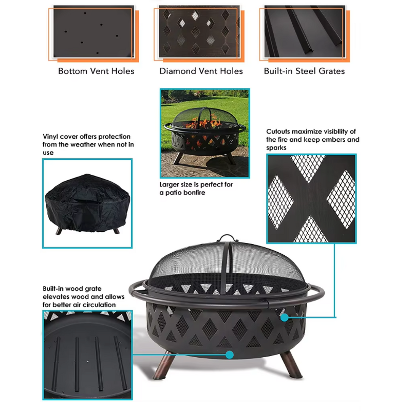 BBQ Grill Manufacturer - Outdoor Patio Full Set Steel with Fireplace Barbecue Cooker Powder Coated Charcoal Fuel Trolley