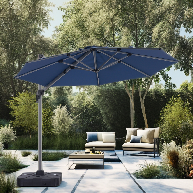 Roman Umbrella Manufacturer - Outdoor 3.5m Alum/Steel Garden Backyard Use Sunshade Cantilever Single Roof with Base 360 Rotation