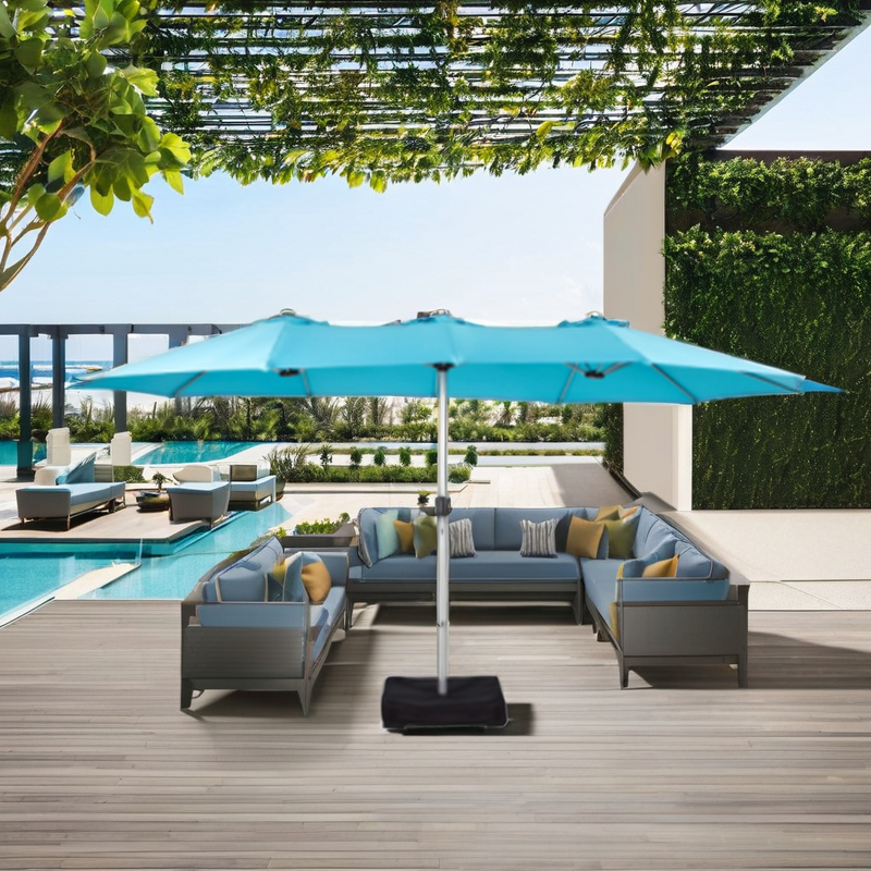 Outdoor Parasol Manufacturer - Luxury Waterproof for Hotel and Warehouse 3-Head Sunshade with Modern Powder Coating PU Frame