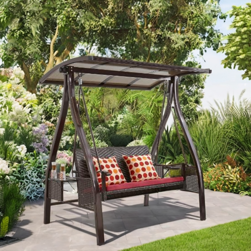Garden Swing Chair Manufacturer - Swing Bed 3 Persons Outdoor Furniture Metal Patio Rattan Swings Hanging