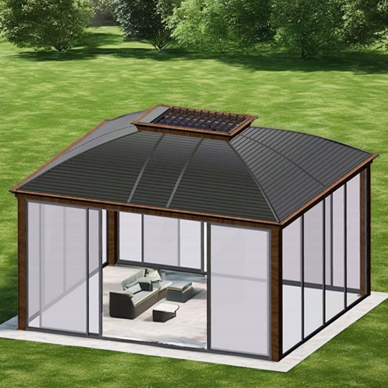 Garden Gazebo Manufacturer - Outdoor Sunjoy Home Backyard with Waterproof Large Pergola & Double Roof Big Size