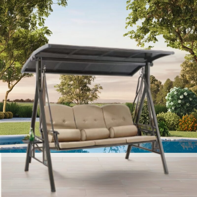 Swing Chair Manufacturer - Wholesale Custom Outdoor Patio Canopy 3-Person Steel Frame Textilence Seats Garden