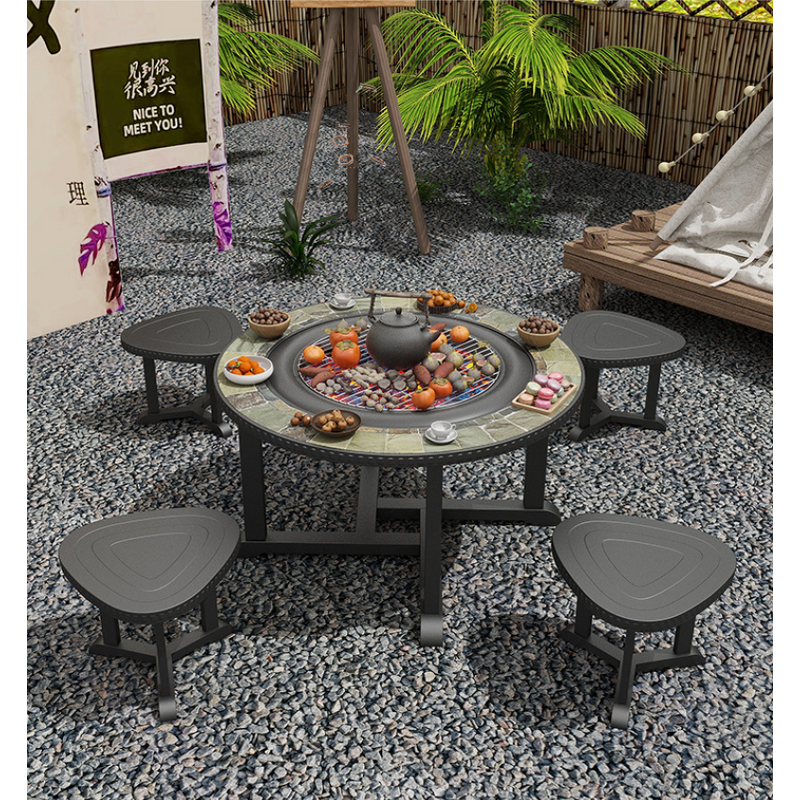 Barbecue Grill Manufacturer - Outdoor Patio Full Set Cooker Charcoal Heating with Fireplace Steel Powder Coated Trolley