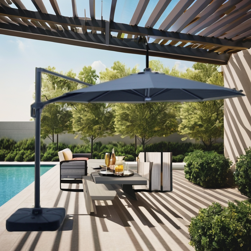 Cantilever Umbrella Manufacturer - Outdoor Heavy-Duty 3M Alum Waterproof Solar Parasol with UV Coating Powder Coated Frame