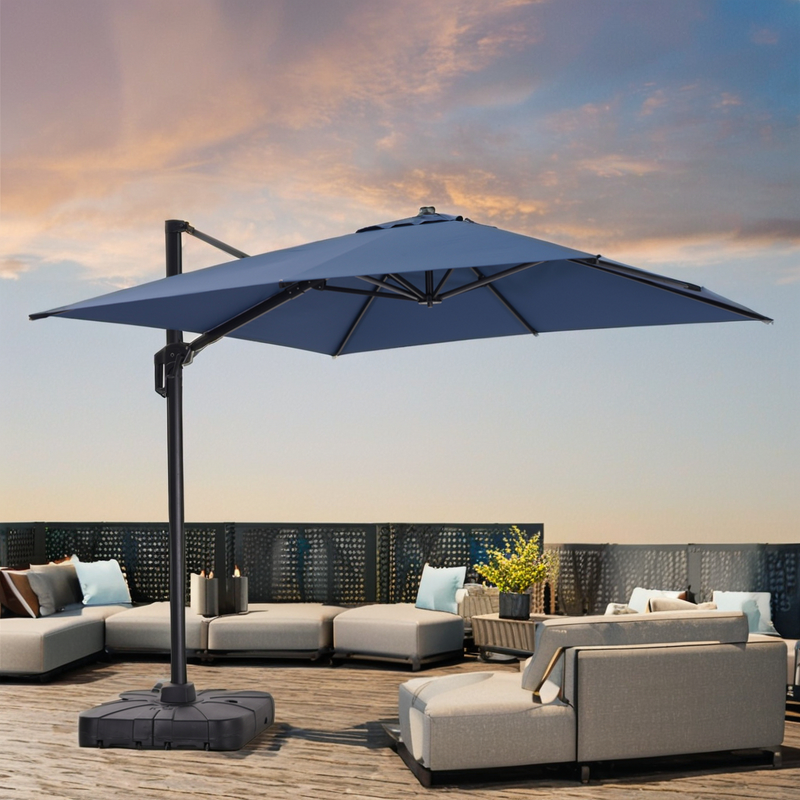 Outdoor Umbrella Manufacturer - Cantilever 3*3m Sunshade Parasol Single Roof Easy Open With UV Coating KD with Base