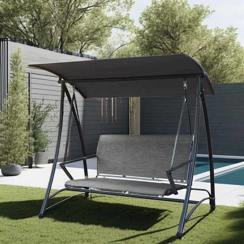 Patio Swing Manufacturer - Good Quality Aluminum 3 Seater Hammock Swing Chair Outdoor with Canopy for Backyard