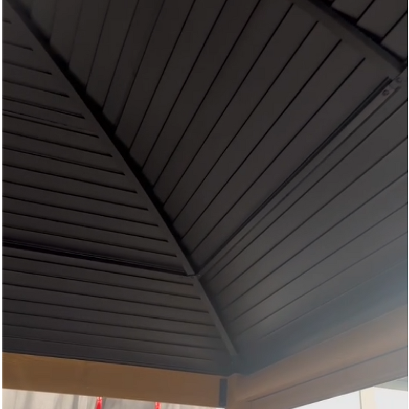 Pergola Manufacturer - Outdoor Luxury Large Aluminum Waterproof Gazebo Powder Coated Double Roof Pressure Treated Wood