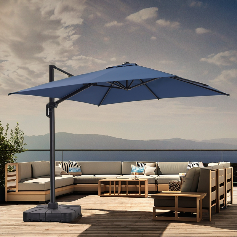 Outdoor Umbrella Manufacturer - Cantilever 3*3m Sunshade Parasol Single Roof Easy Open With UV Coating KD with Base