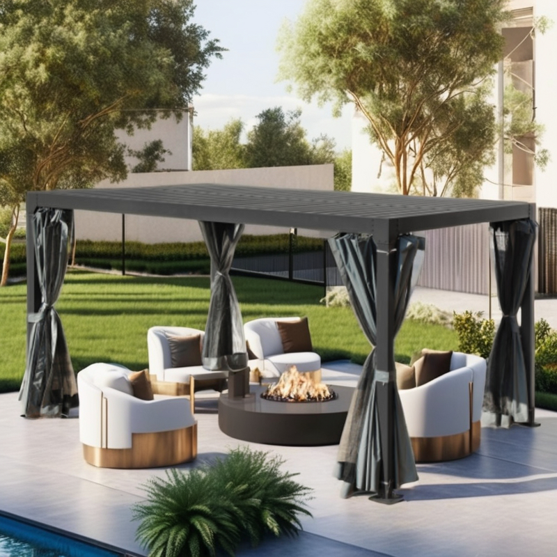 Pergola Manufacturer - Modern Waterproof Aluminum Louvered Roof Stylish Garden Canopy & Gazebo