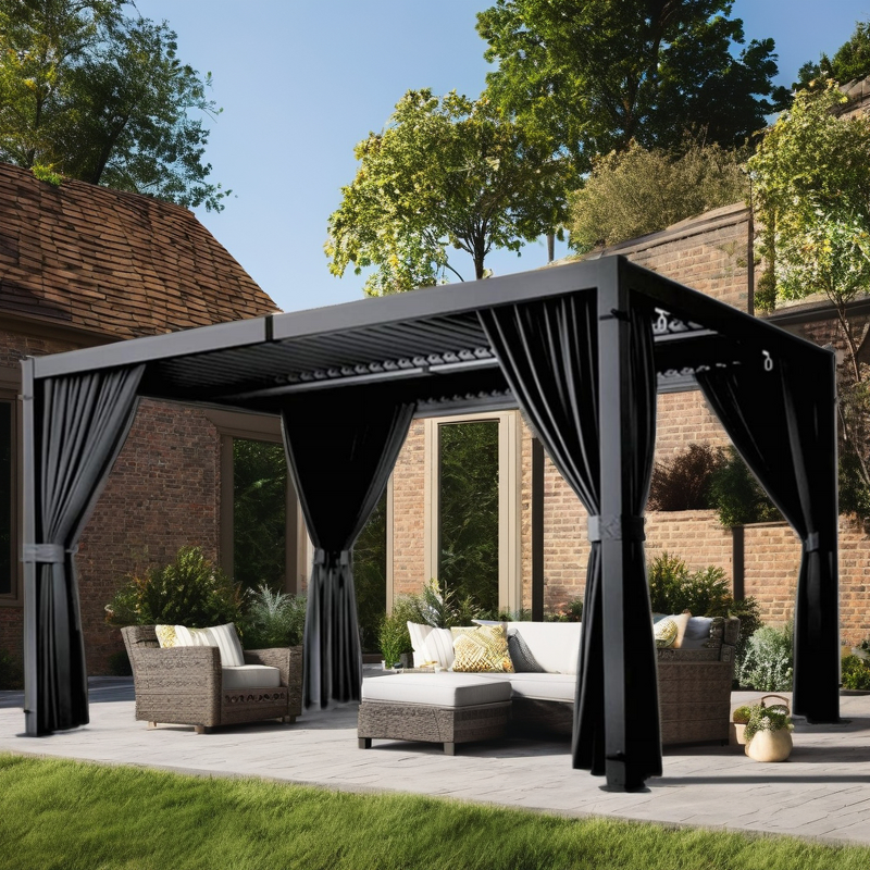 Outdoor Pergola Manufacturer - 4x4 with Aluminum Mounted Metal Gazebo Louvered Roof