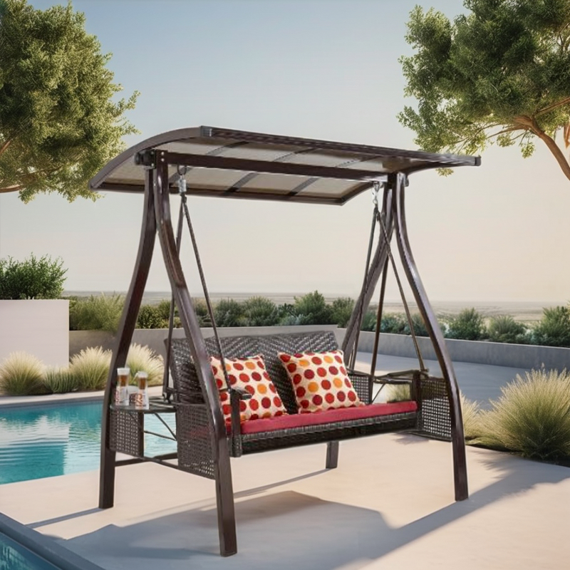 Garden Swing Chair Manufacturer - Swing Bed 3 Persons Outdoor Furniture Metal Patio Rattan Swings Hanging