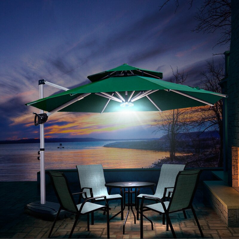 Parasol Manufacturer - Outdoor Aluminum 1.5*1.5m Modern Waterproof Luxury Hotel Double Roof Cantilever with LED Light