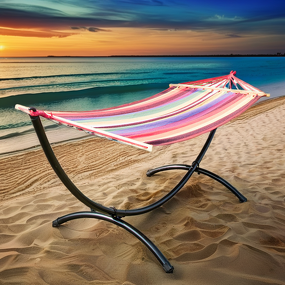 Hanging Hammock Manufacturer - Customized Modern Outdoor Adjustable Rope Steel Frame Powder Coated Canvas Cotton Fabric