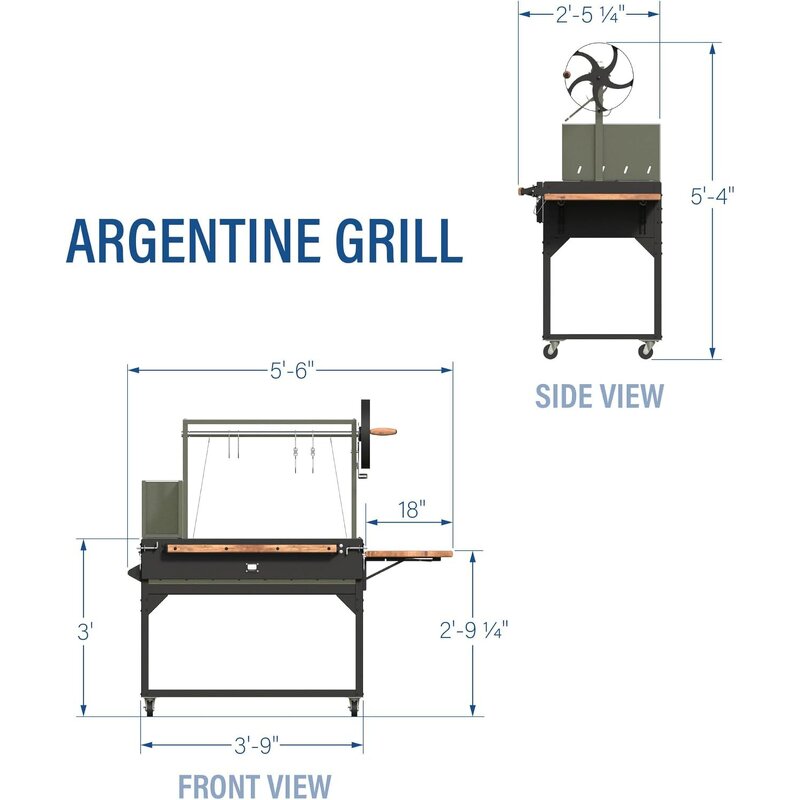 Argentine BBQ Grill Pit Manufacturer - Santa Maria Style High-Durable Steel Trolley for Indoor Camping Roasting & Baking