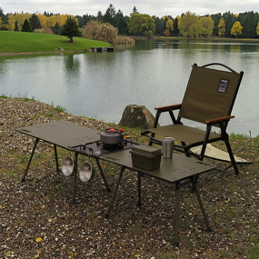 Camping Table Manufacturer - Outdoor Modern Design Wood with Light Weight and Durable Metal Easy Carry Hanging Holes