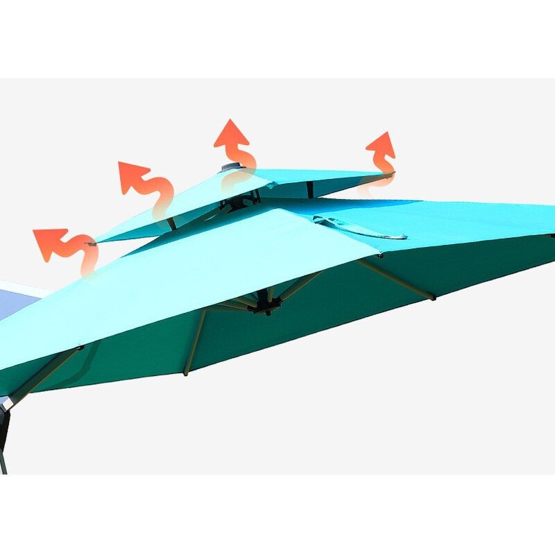 Sunshade Manufacturer - Outdoor Aluminum 2.5*2.5m Double Roof 8*8ft Waterproof Luxury Hotel Parasol Small Size LED Cantilever