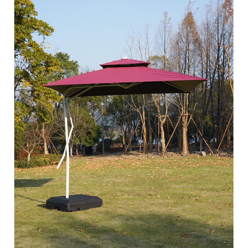 Outdoor Parasol Manufacturer - Heavy Duty 3*3m Single Roof Sunshade 360 Rotation PA Base Aluminum Cantilever Modern Hotels