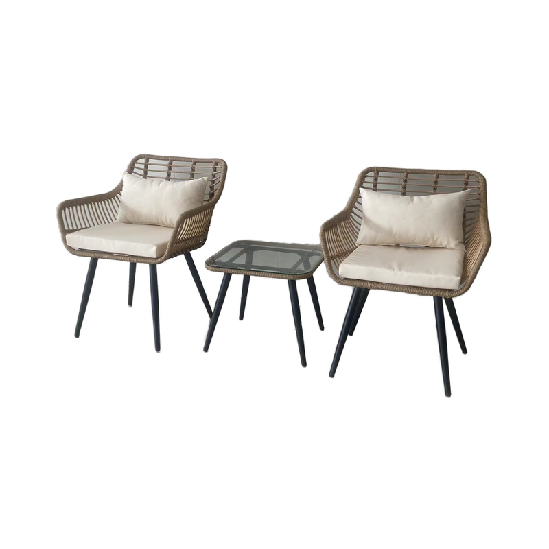 Patio Furniture Manufacturer - 3pc Wicker Outdoor Conversation Sets Steel Frame PE Rattan for Apartment Home Office Dining