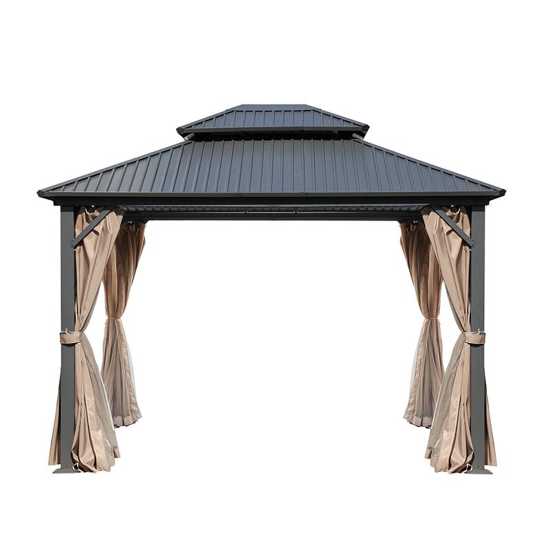 Steel Gazebo Manufacturer - Outdoor Hexagonal Double Roof with Metal Roof