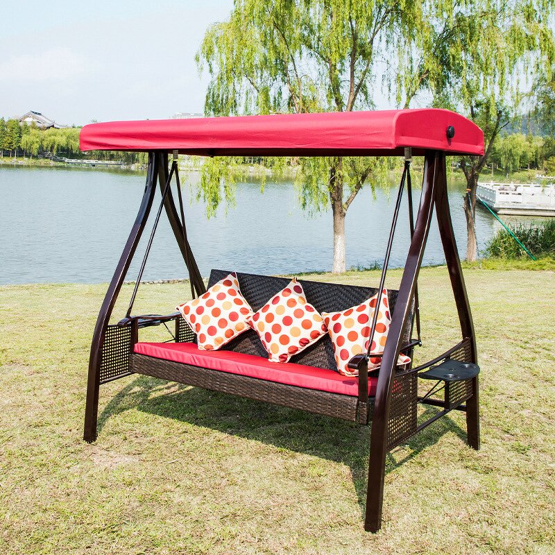 Garden Swing Chair Manufacturer - Wholesale Custom 3-Person Comfortable Hanging Swings Outdoor Rattan Patio with Canopy