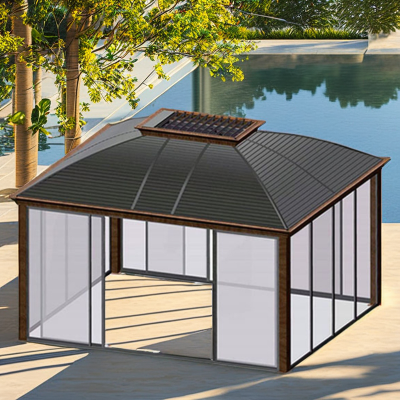 Garden Gazebo Manufacturer - Personalised Double Roof Steel Sides Waterproof Metal Sunshade for Patio Home Use