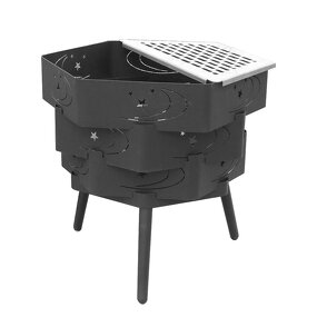 Fire Pit Manufacturer - Modern Premium Portable Powder Coated Steel Outdoor Heating Stove BBQ Smoker Combo Touch Control