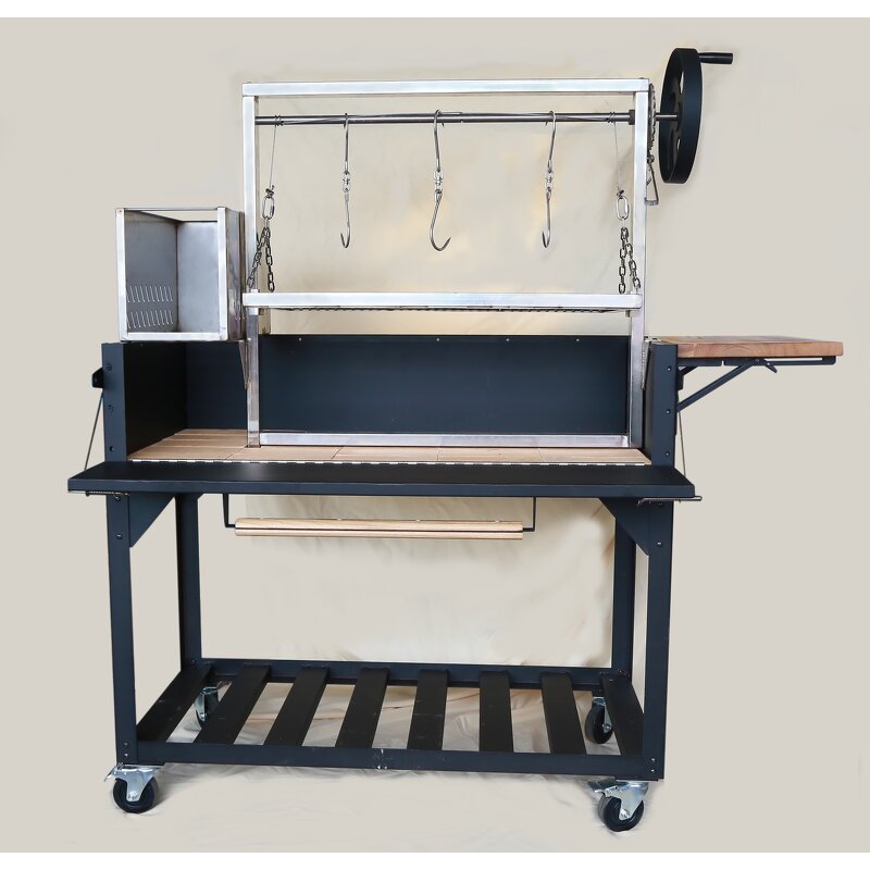 Steel BBQ Grill Manufacturer - Argentinian Portable Powder Coated Luxurious Adjustable Height Black Wood Burning for Kitchen