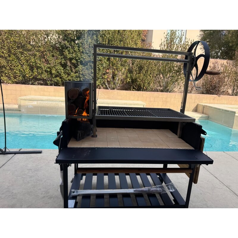Charcoal Grill Manufacturer - Steel BBQ Powder Coated Luxurious Adjustable Height for Restaurants and Camping Black Carbon