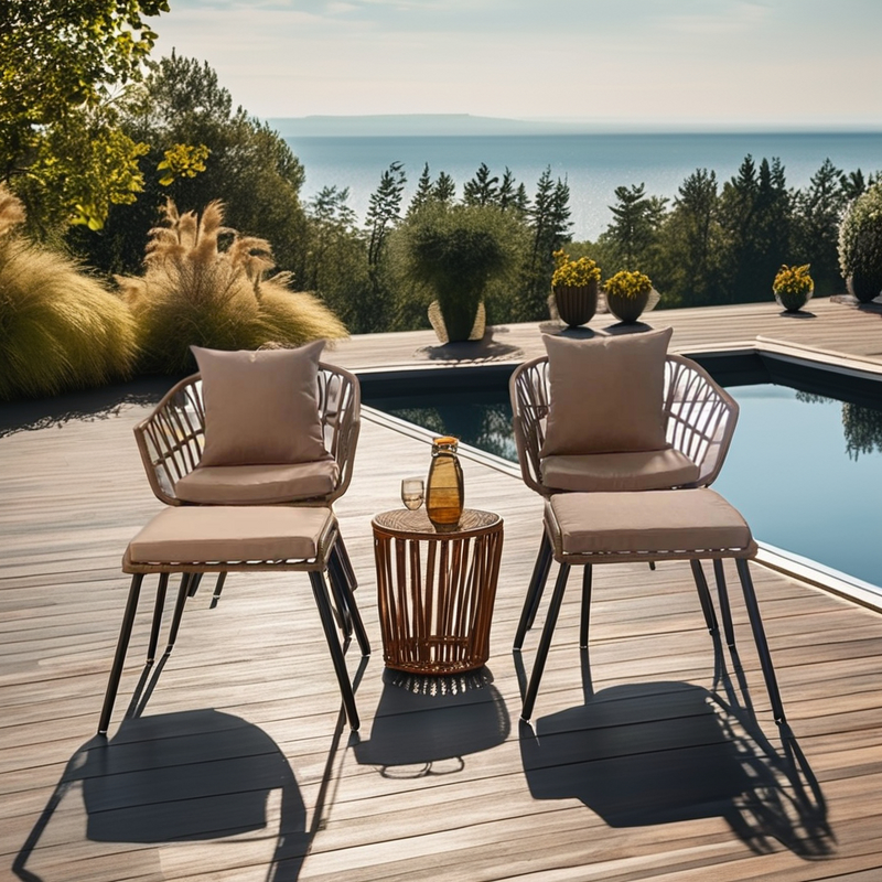 Garden Furniture Manufacturer - Hot Selling All Weather Rattan Bistro Cafe Patio Wicker Chair for Outdoor Garden Parks