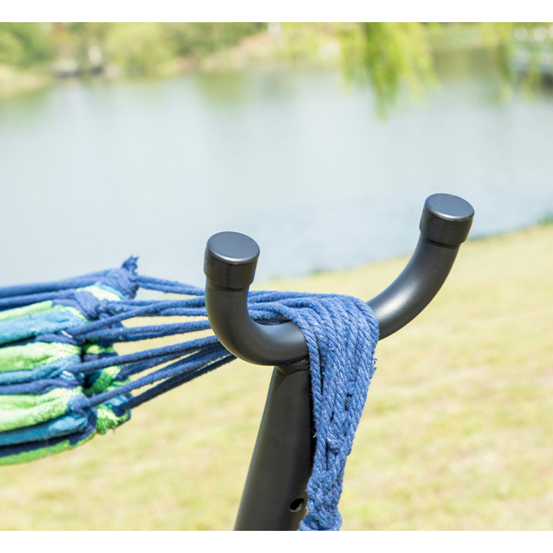 Hammock Bed Manufacturer - Luxury Style 2-Person Indoor Outdoor Cotton Stand 5 Adjustable Height Freestanding Canvas Foldable