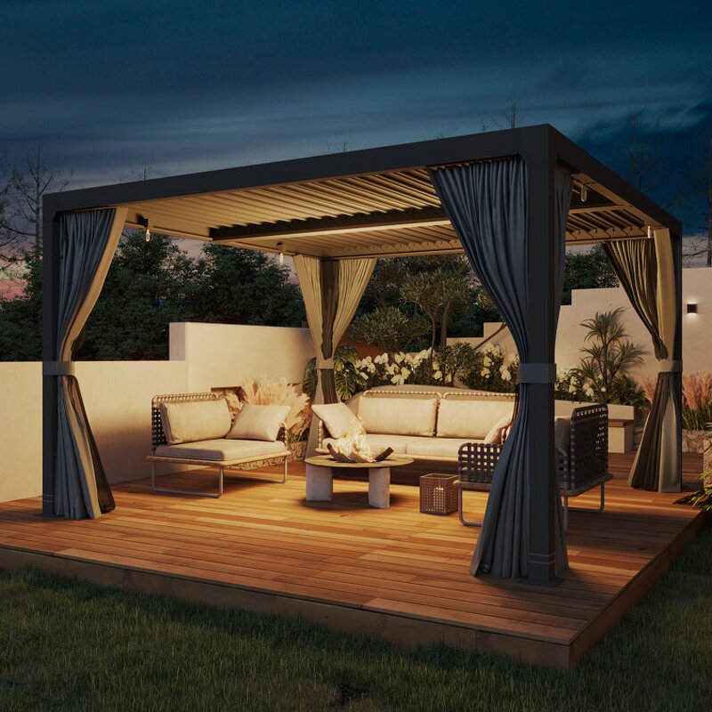 Bioclimatic Pergola Manufacturer - Outdoor Manual Aluminum Louvre Roof for Restaurants and Garage Sun Shade