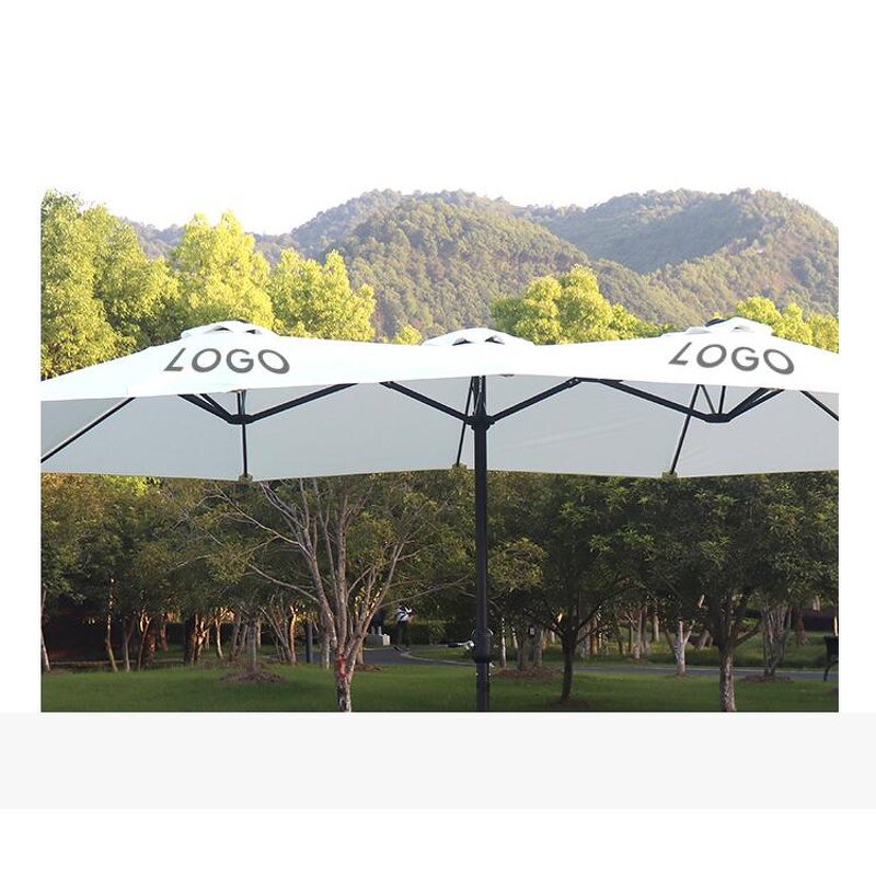 Outdoor Parasol Manufacturer - Luxury Waterproof for Hotel and Warehouse 3-Head Sunshade with Modern Powder Coating PU Frame