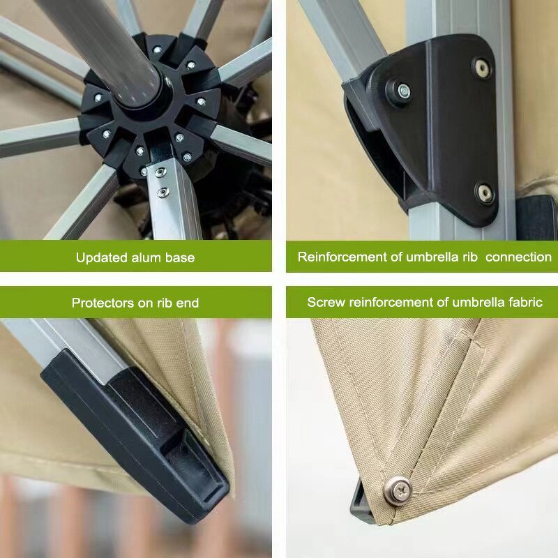 Parasol Manufacturer - Outdoor Aluminum 1.5*1.5m Modern Waterproof Luxury Hotel Double Roof Cantilever with LED Light