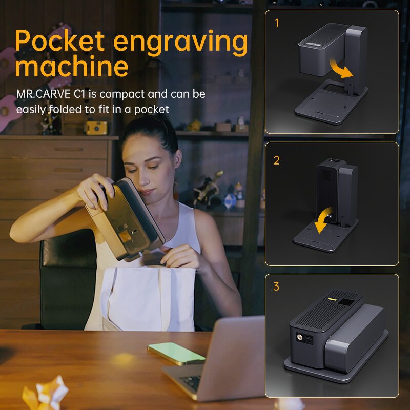 CNC Laser Engraving Machine Manufacturer - Mr Carve C1 5w Portable 80*80mm for Wood Plastic Bamboo Leather Mini Marking