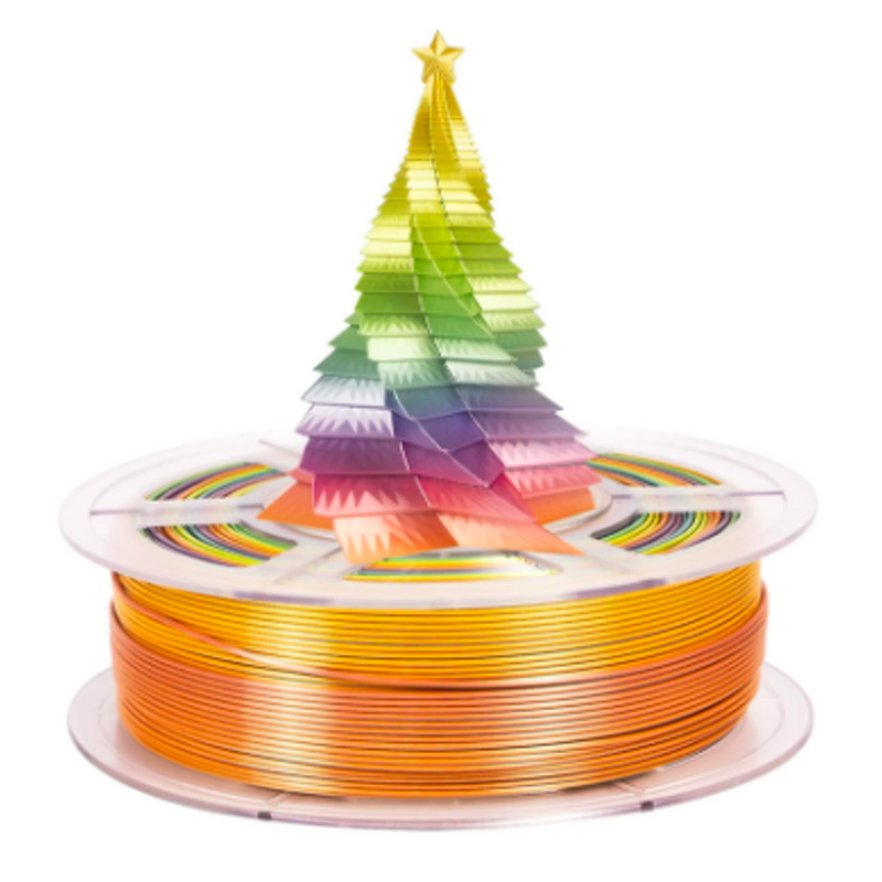 PLA Filament Manufacturer - 1.75mm/3mm 1kg Silk Rainbow Shiny for 3D Printers