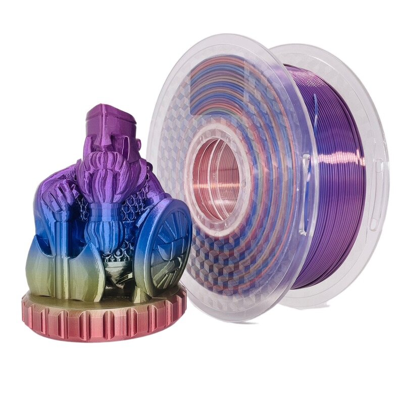 PLA Filament Manufacturer - 1.75mm/3mm 1kg Silk Rainbow Shiny for 3D Printers