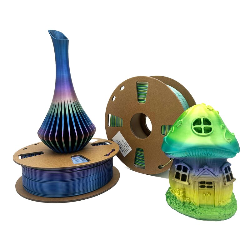 SILK PLA Rainbow Filament Manufacturer - 1.75mm/3.0mm +/-0.02mm No-Stringing Easy-to-Print