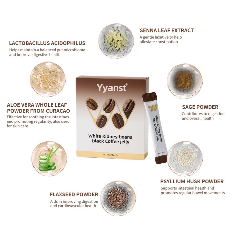 Private Label White Kidney Beans Black Coffee Jelly Stick Support Weight Management Boost Metabolism Weight Loss Slimming Jelly