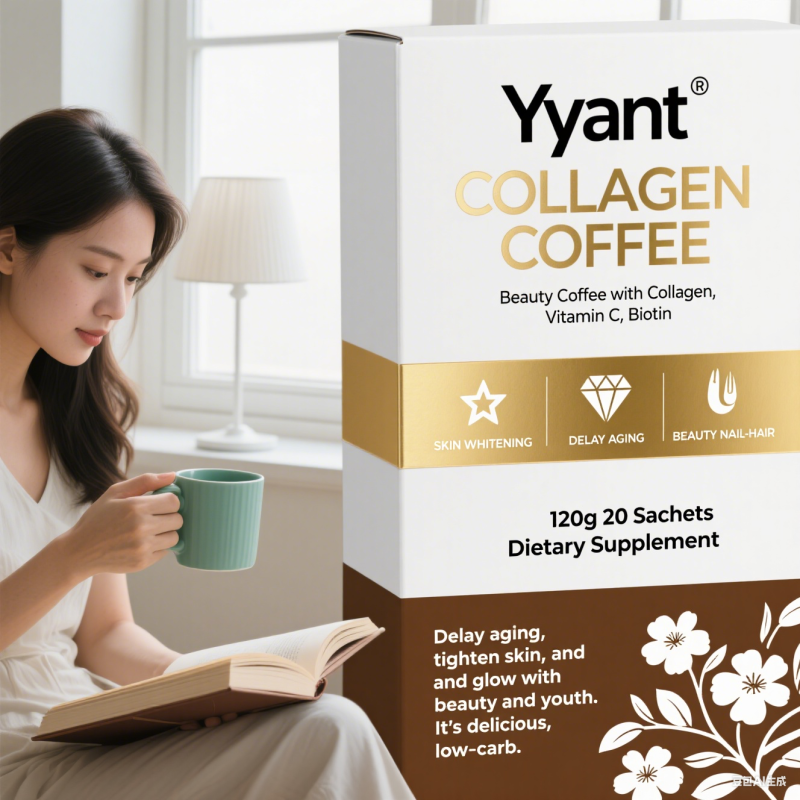 Private Label Radiant Skin Collagen Peptides Coffee Reduce Wrinkles Natural Energy Boost Keep Skin Elasticity Instant Coffee