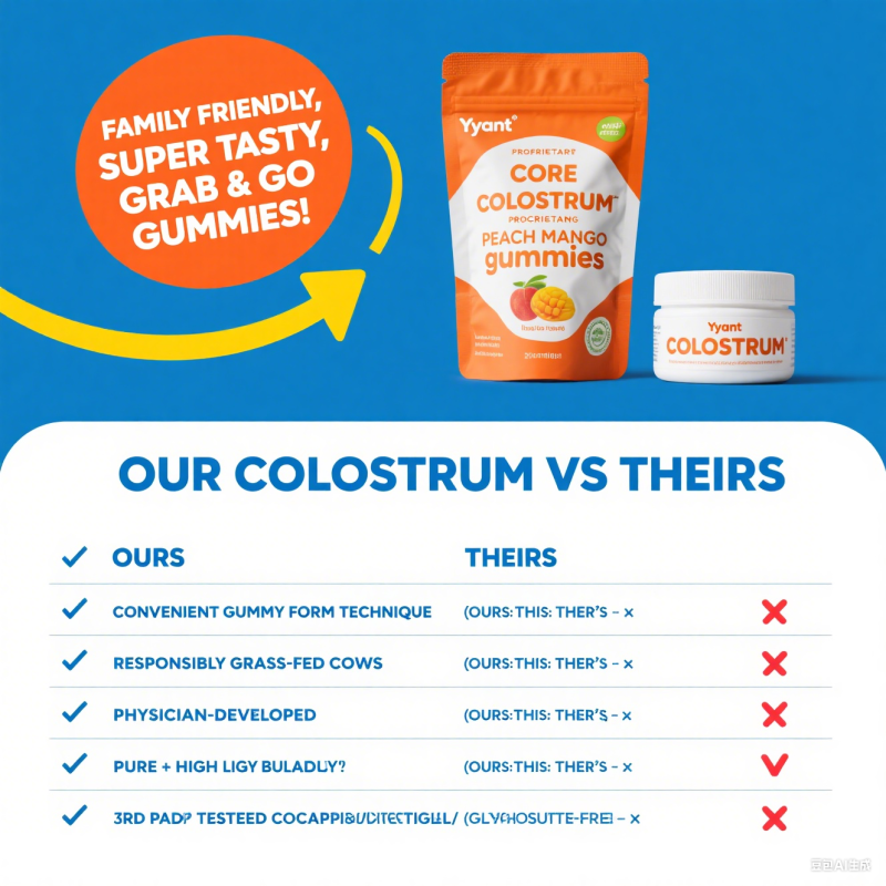 Private Label Strengthen Hair&Nails Colostrum Gummies Boost Immunity Improve Intestine Digestion Fiber&Colostrum Gummy Candy