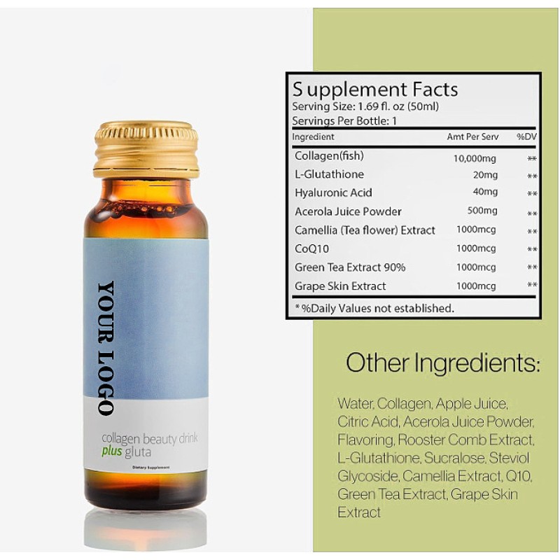 OEM ODM marine collagen peptide hyaluronic acid biotin skin whitening health Increase Collagen skin Boost metabolism oral liquid