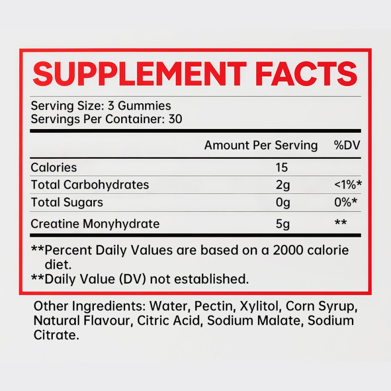 Private Label Creatine Monohydrate GummiesBoost Energy Support Brain Health Reduce Muscle Soreness