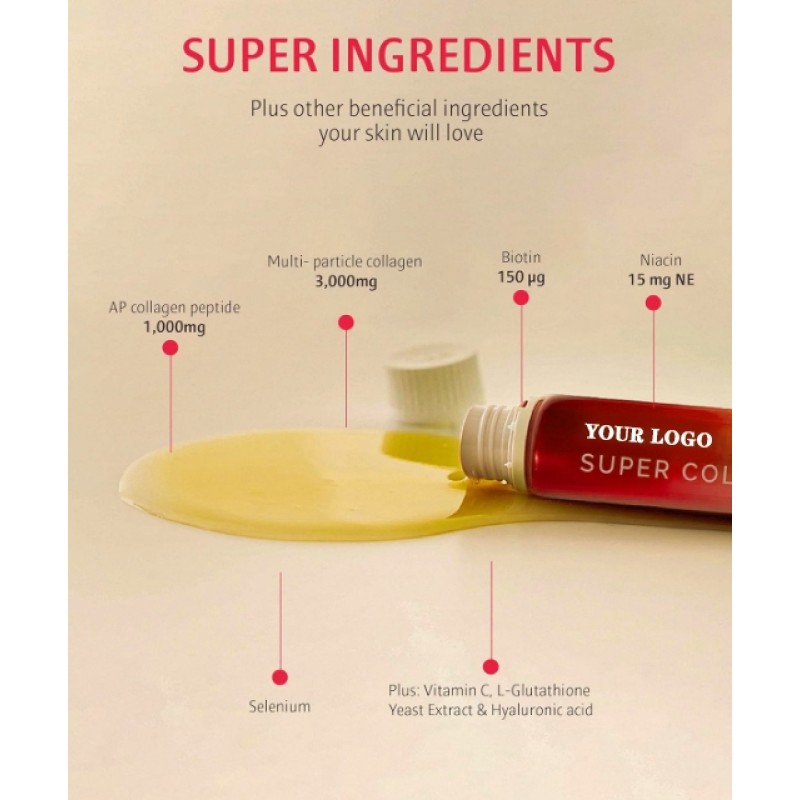 OEM ODM marine collagen peptide hyaluronic acid biotin skin whitening Promote healthy hair quality Collagen oral liquid