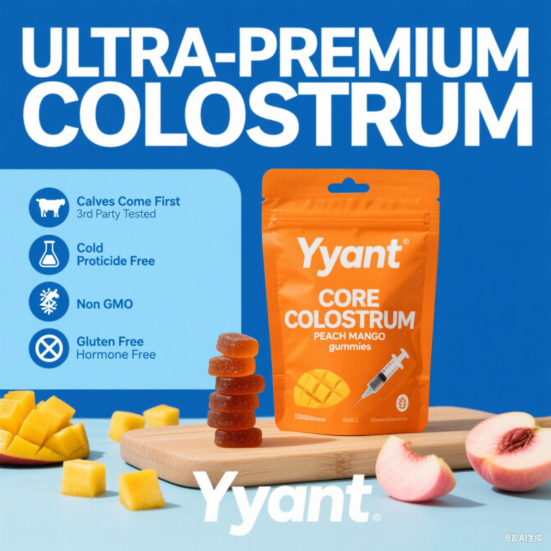 Private Label Strengthen Hair&Nails Colostrum Gummies Boost Immunity Improve Intestine Digestion Fiber&Colostrum Gummy Candy