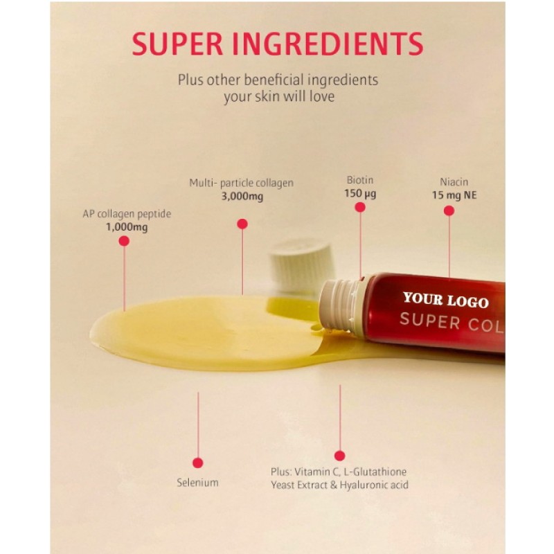 OEM ODM marine collagen peptide hyaluronic acid skin whitening health Increase Collagen skin Boost metabolism oral liquid